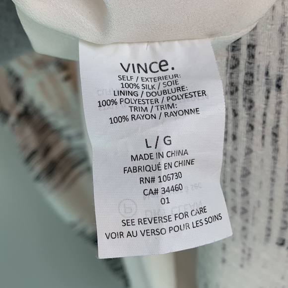 Vince Silk Sleeveless Jacquard Drawstring Dress, White Marble Size Large - Picture 11 of 15